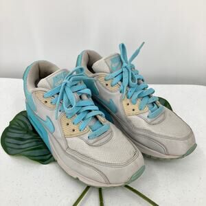 Nike Powdered Blue Neutral Gray Lace Up Air Max 90 Retro Sneaker Tennis Shoes